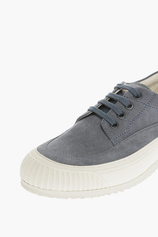 Suede Low-Top Sneakers with Contrasting Sole
