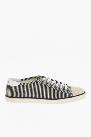 Striped Low Top Sneakers with Leather Detail