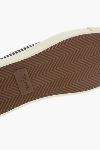 Striped Low Top Sneakers with Leather Detail