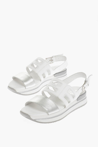 Sandali in Pelle con Logo Cut Out