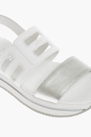 Sandali in Pelle con Logo Cut Out