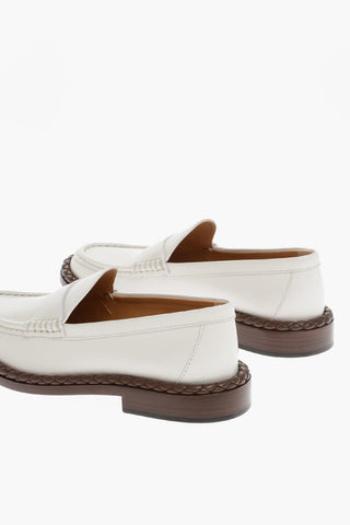 Leather Penny Lofars with Braided Detail