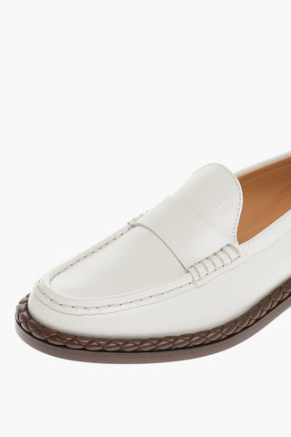 Leather Penny Lofars with Braided Detail