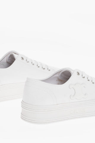 Canvas Low-Top Sneakers with Leather Triomphe Detail and Platform 3.5cm