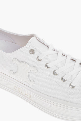 Canvas Low-Top Sneakers with Leather Triomphe Detail and Platform 3.5cm
