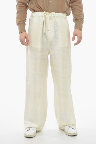 SUNFLOWER GARDENS Silk Baggy Pants with Distressed Effect