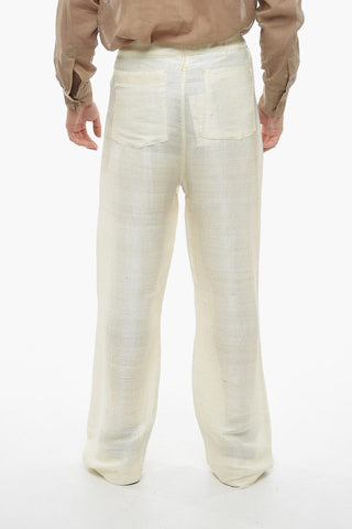 SUNFLOWER GARDENS Silk Baggy Pants with Distressed Effect