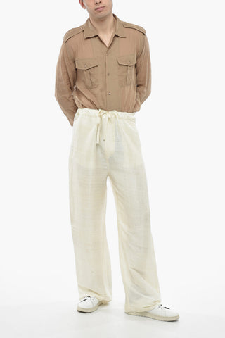 SUNFLOWER GARDENS Silk Baggy Pants with Distressed Effect