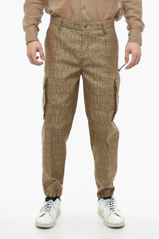 Utility Cargo Pants with All Over Logo Pattern