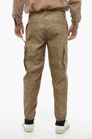 Utility Cargo Pants with All Over Logo Pattern