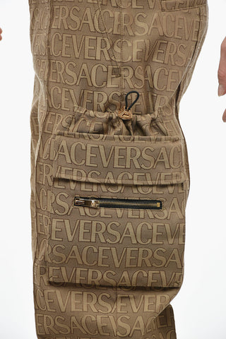 Utility Cargo Pants with All Over Logo Pattern