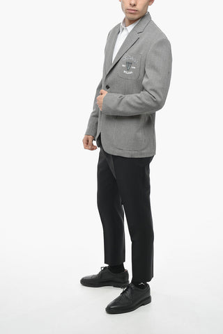 Half-lined Blazer with Houndstooth Pattern