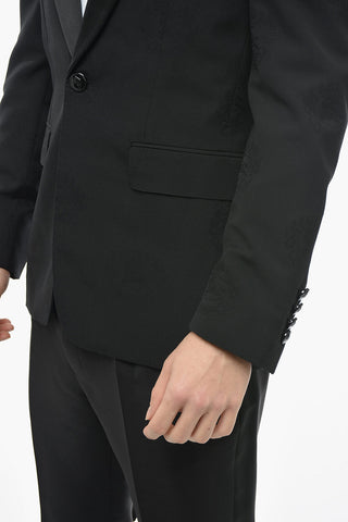 Embroidered Wool Blazer with Peak Lapel