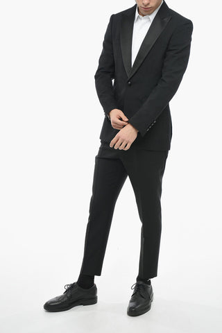 Embroidered Wool Blazer with Peak Lapel