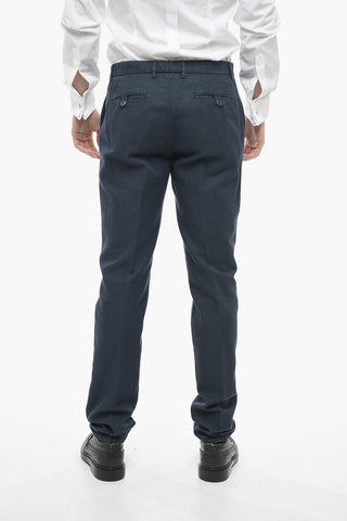 Linen Blend Slim Fit Trousers with Welt Pockets