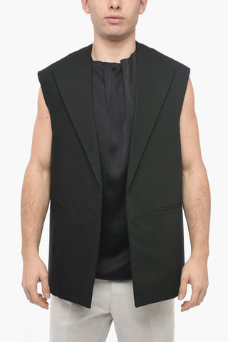Single-breasted Virgin Wool Vest with Notch Lapel