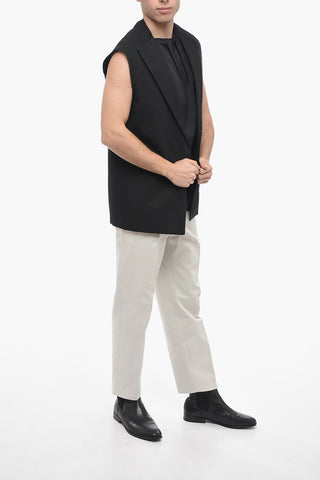 Single-breasted Virgin Wool Vest with Notch Lapel