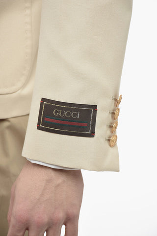 Blazer Doppiopetto in Cotone con Rever a Lancia