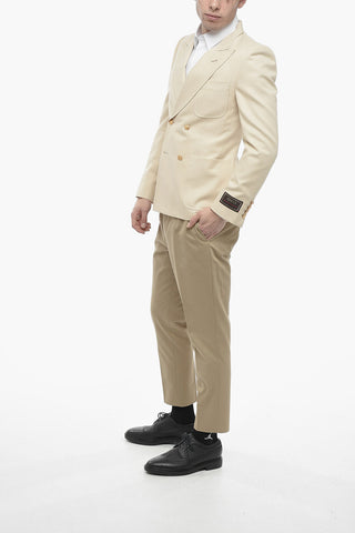 Blazer Doppiopetto in Cotone con Rever a Lancia