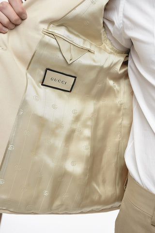 Blazer Doppiopetto in Cotone con Rever a Lancia