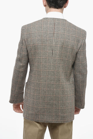 Blazer Doppiopetto in Misto Lana District Check