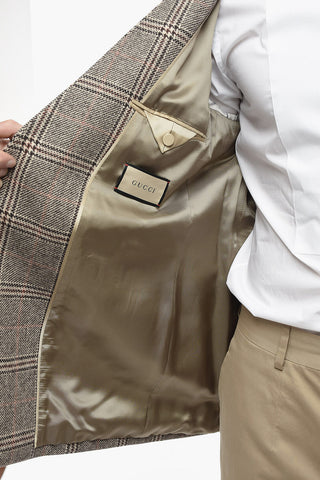 Blazer Doppiopetto in Misto Lana District Check