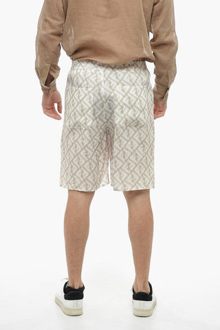 Shorts in Lino CHINE con Motivo Monogram