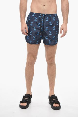 All-Over Printed Slim Fit PALM TREE Swim Shorts