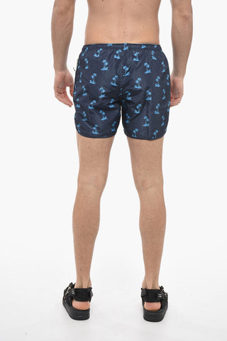 All-Over Printed Slim Fit PALM TREE Swim Shorts