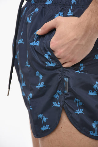 All-Over Printed Slim Fit PALM TREE Swim Shorts