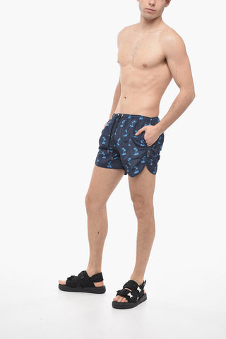 All-Over Printed Slim Fit PALM TREE Swim Shorts