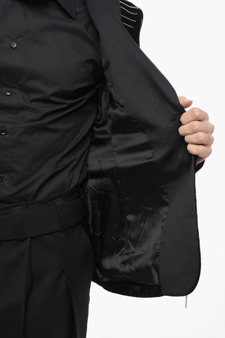 Velvet BEADED Tuxedo Jacket with All-Over Silver Details