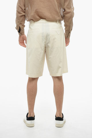 Single-pleated Cotton Canvas Shorts