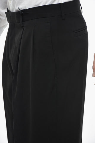 Wide Leg High-waisted Pants with Pleated Detail