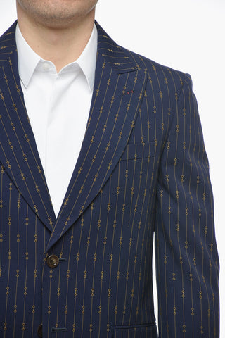 Morset Motif Wool Suit with Peak Lapel