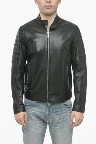 Giubbotto Biker in Pelle con Zip Frontale