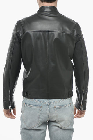 Giubbotto Biker in Pelle con Zip Frontale
