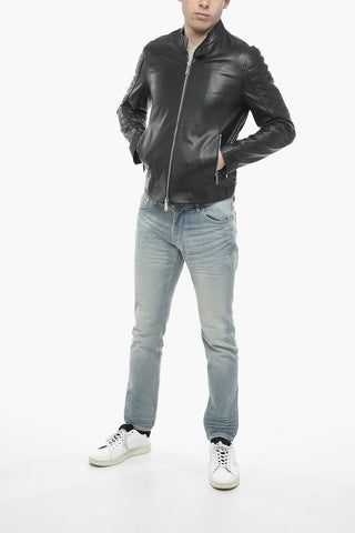 Giubbotto Biker in Pelle con Zip Frontale