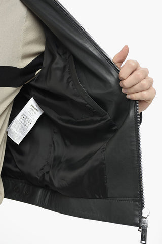Giubbotto Biker in Pelle con Zip Frontale