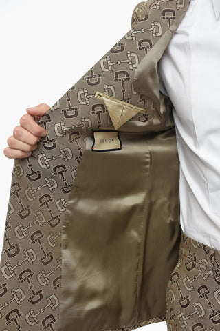 Double-breasted Jacquard Cotton Blend Blazer with Morset Motif