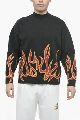 Crew Neck GRAFFITI FLAMES Lived-in Sweatshirt