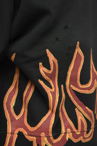 Crew Neck GRAFFITI FLAMES Lived-in Sweatshirt