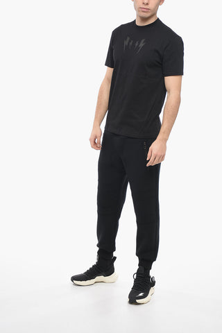 Slim Fit MIRRORED BOLT Crew-Neck T-shirt with Ton-On-Tone Print