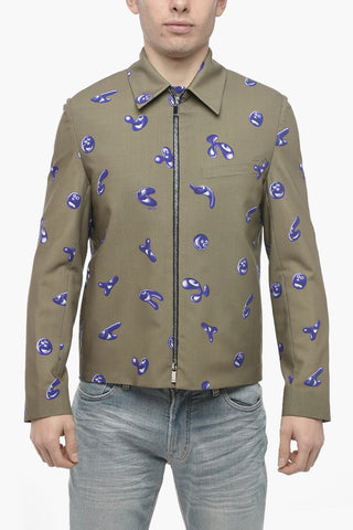Allover Print Wool Blend Windbreaker