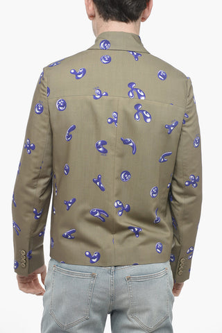 Allover Print Wool Blend Windbreaker