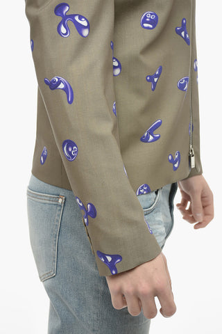 Allover Print Wool Blend Windbreaker