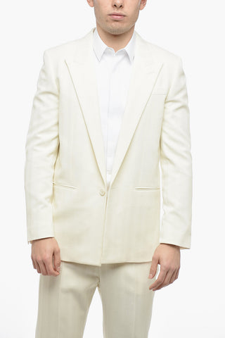 Wool Striped Blazer with Peak Lapel