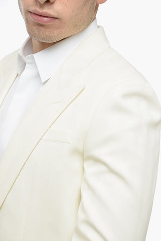 Wool Striped Blazer with Peak Lapel