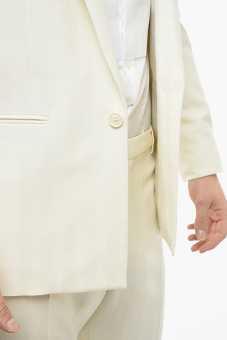 Wool Striped Blazer with Peak Lapel