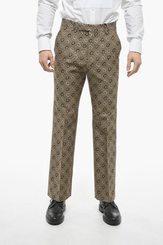 Cotton Blend Chinos Pants with Monogram Motif